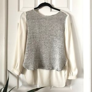 LOFT Women's Cream Blouse with Sweater Side MP